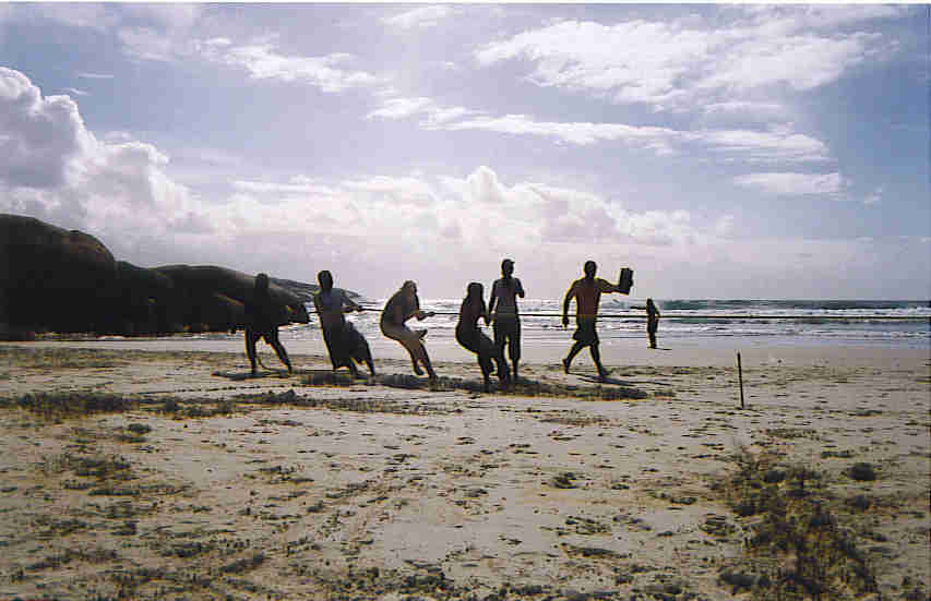 Playing games on the beach